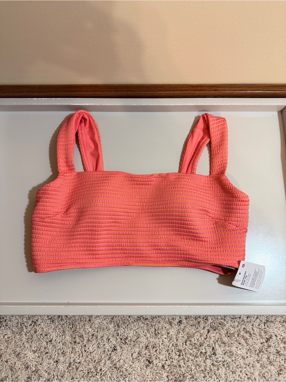 NWT Lululemon Size 10 Coral Smocked Swim Top *B/C Cup
